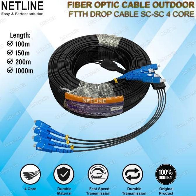 TERMURAH - Kabel Precon FO Fiber Optic 4 Core SC UPC Outdoor Dropcore FO Fiber Optik 50 80 100 120 1