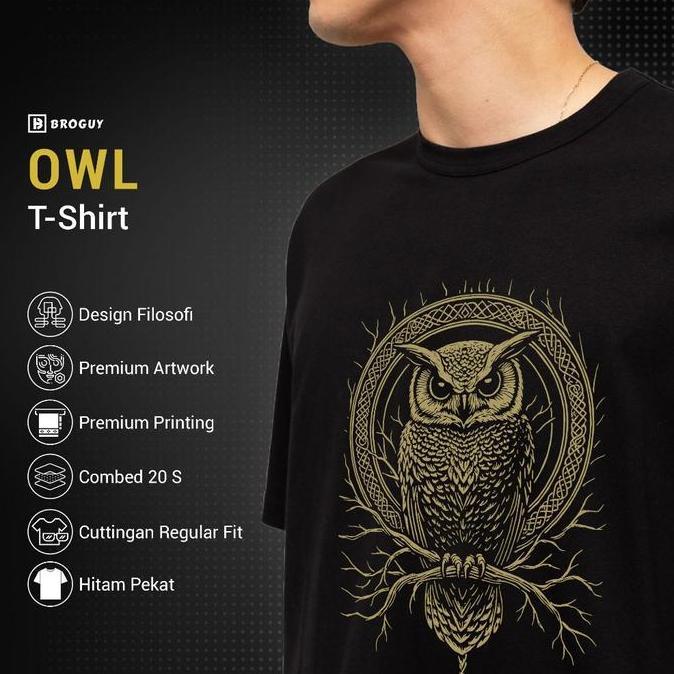 BROGUY Kaos Pria Owl Tee 230 GSM Tebal & Premium