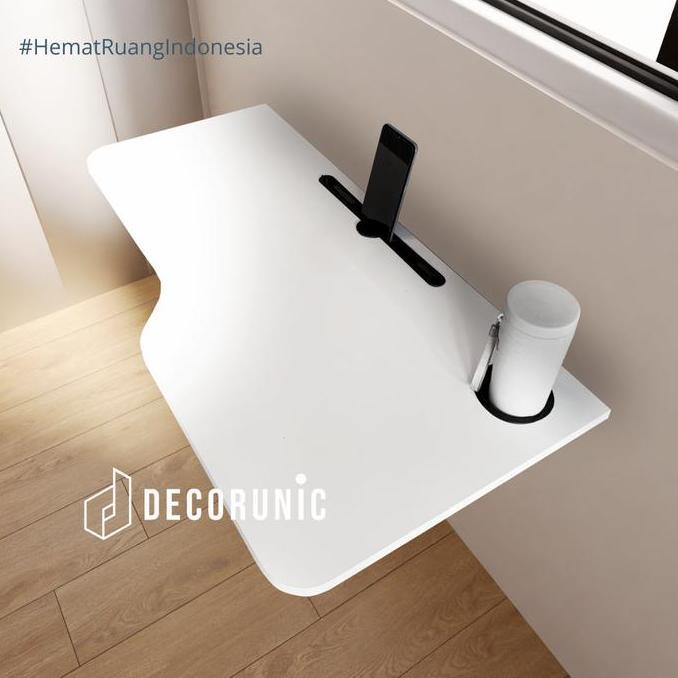 BONUS - [Decorunic] Meja Lipat Dinding Holder, Meja Lipat Tempel Dinding Hemat Ruang, Meja Belajar L