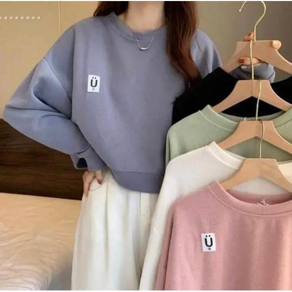 BASIC U CROOPE SWEATER CREWNECK WANITA