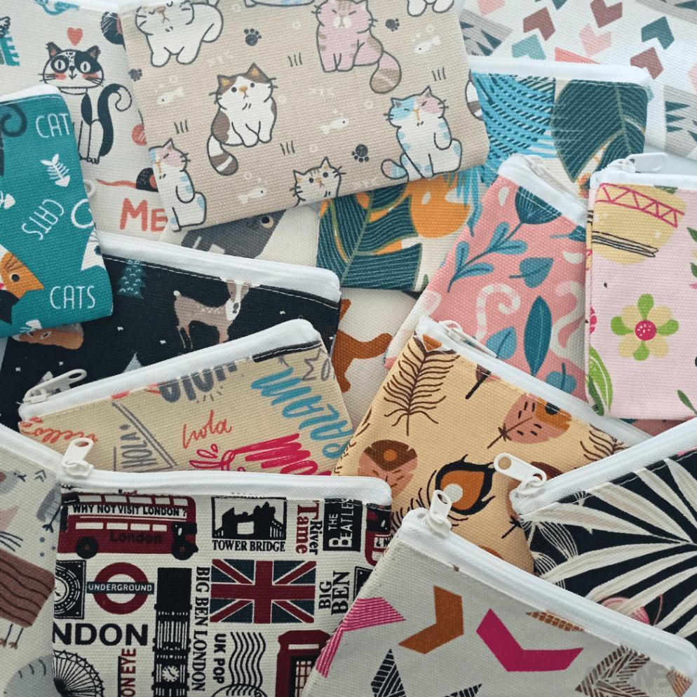 Dompet Pouch Souvenir Kanvas Murah Banyak Motif Non Packing