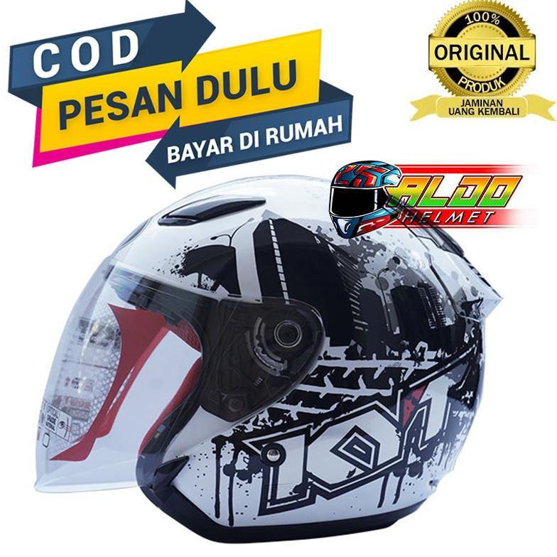 KYT | HELM KYT DJ MARU MOTIF #10 WHITE BLACK | HALF FACE SNI DJMARU | HELMET KYT SINGGLE VISOR