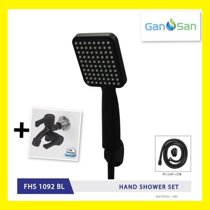 Paket Shower Set Hitam + Kran Shower Cabang