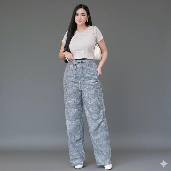 New- Jf Trendy - Celana Panjang Unisex Gombrong Stripe