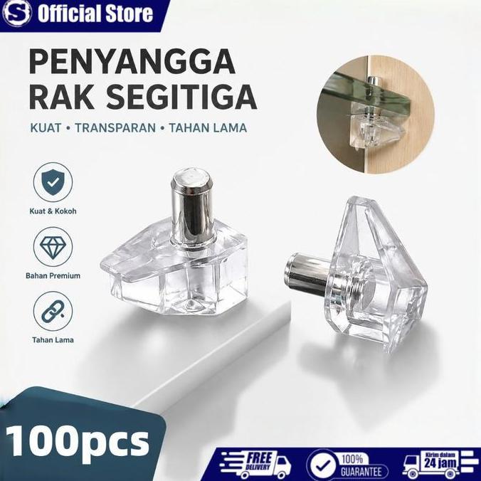 100pcs Ambalan Kaca Pen Besi Ambalan Penyangga kayu kaca Lemari Cabinet Pin Shelf Support