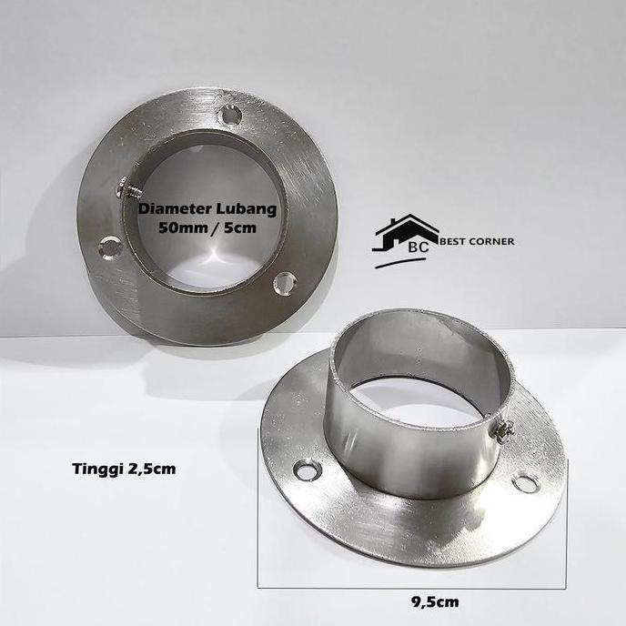 Bracket topi 2 Inch Stainless / Dop Pipa Stainless Bulat