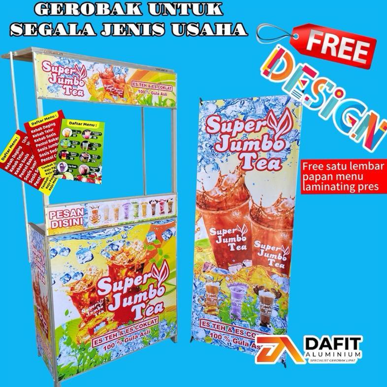 NEW Booth portable Gerobak lipat Full kerangka Aluminium Gerobak jualan Free dsain Gambar [terbaik][
