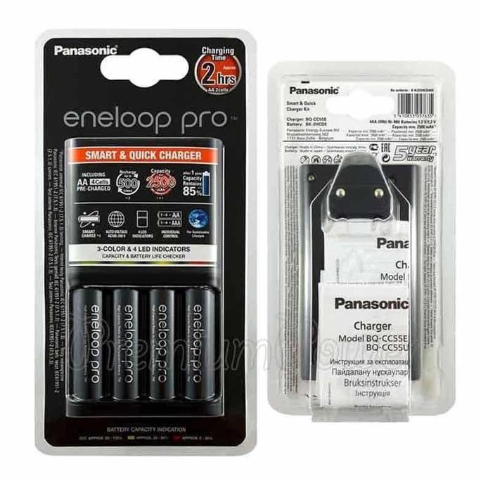 Bisainstan- Panasonic Charger + Eneloop Pro Aa 500Mah 4Pcs 4 Slot Aa Atau Aaa