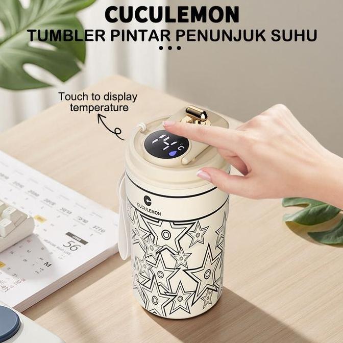 Garansi- Cuculemon Dital Smart Display Coffee Tumbler 450Ml Tamler Hot Cool Stainless Steel Tumbler 