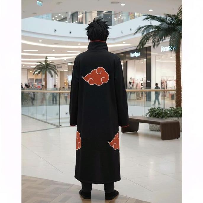 Jubah anime akatsuki long kerah Pria Kimono Hitam Distro Keren