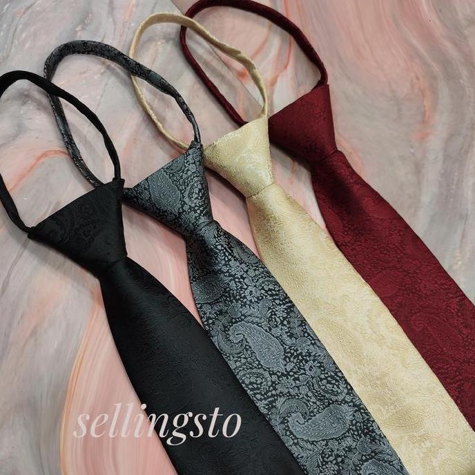 dasi batik pria instan abu abu merah maroon hitam dasi pria