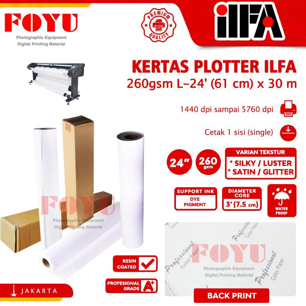 Kertas Foto Photo Paper ILFA Silky Luster Satin Glitter 260g L-24'x30m 24R 24 in inci 61 cm Water Pr