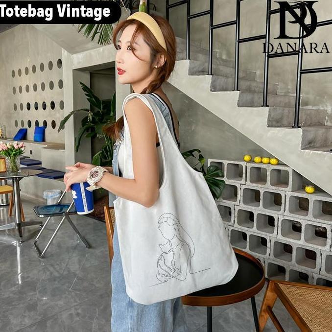 Lansungkirim- Danara Tote Bag Vintage Nita - Broken White