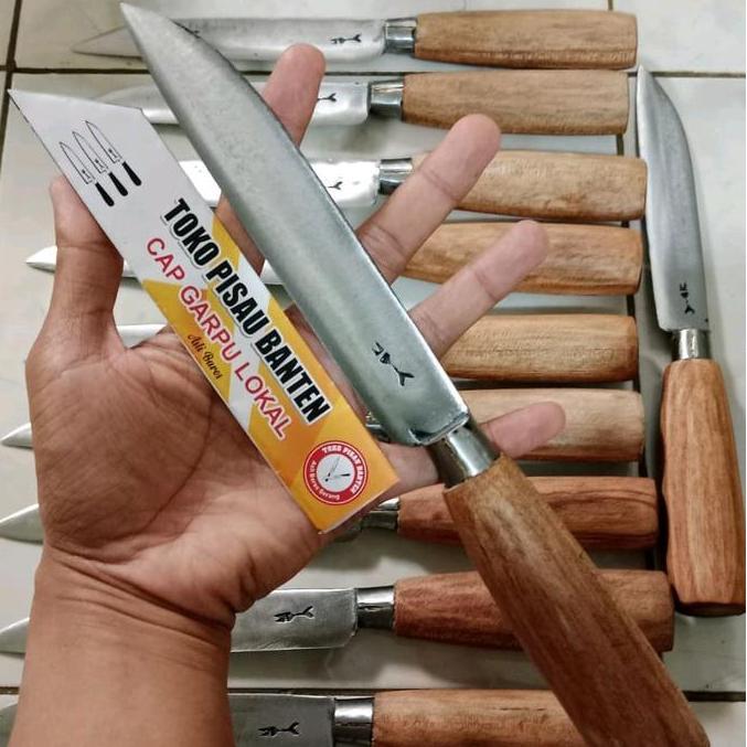 Anjas.Shop_ - Pisau Dapur Cap Garpu Ori Lokal Satuan Tanpa Serangka Baja Per Tua Super Tajam Gagang 