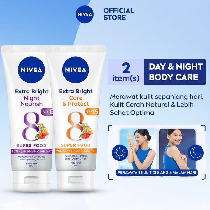 NIVEA Body Serum Extra Bright Day & Night - NIVEA Body Serum Extra Bright Care & Protect SPF 15 180m
