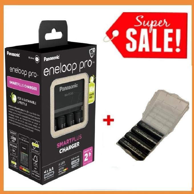 Closeup- Paket Panasonic Charger Pro A Dan Baterai Eneloop Aa Isi 4 500Mah