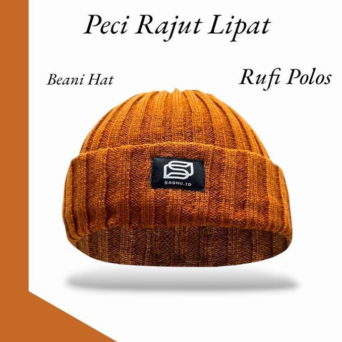 Boyx- Peci Rajut Rufi Polos Beani Hat Kupluk Kekinian Songkok Kopiah Muslim Desa Pria Bulat Topi Haj