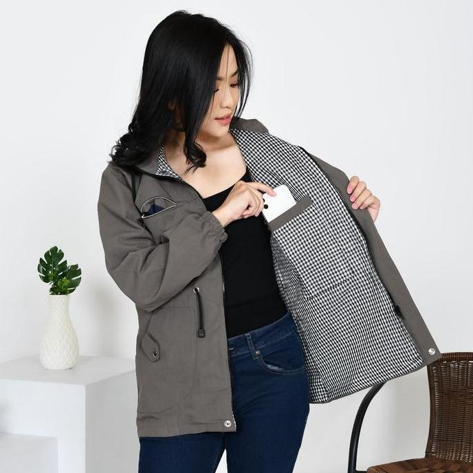 LIMITED EDITION  Jaket Wanita Parka Jumbo Canvas Korean Style Tangan Panjang Kantong Tebal Oversize 