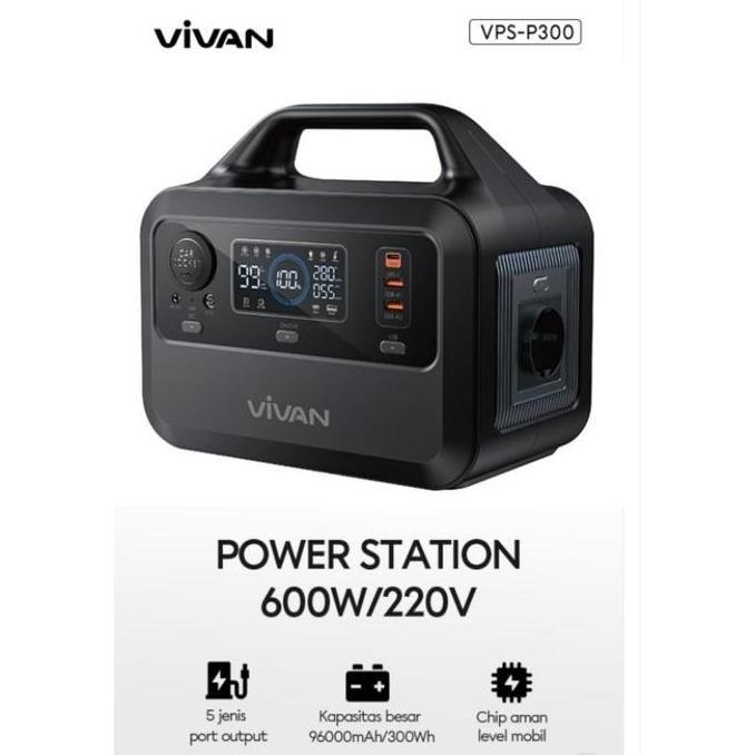 VIVAN POWER STATION VPS-P300 POWER STATION ENERGY STORAGE 96000 mah 600watt 220volt portable penyimp