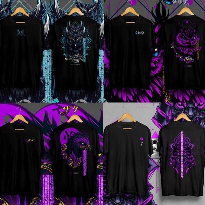 New- Kaos Distro Katun Model Tamashi Suzaku Noctua Ronin Purple Baju Pria Nita Rna Maroon Hijau Navy