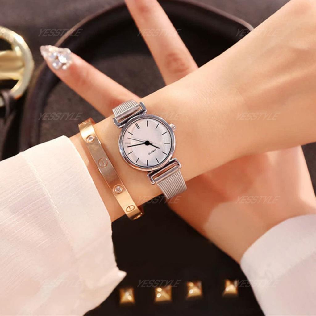 Yesstyle Jam Tangan Wanita Stainless Rantai Pasir Analog Quartz Watch Jam Tangan Cewek Dial Kecil