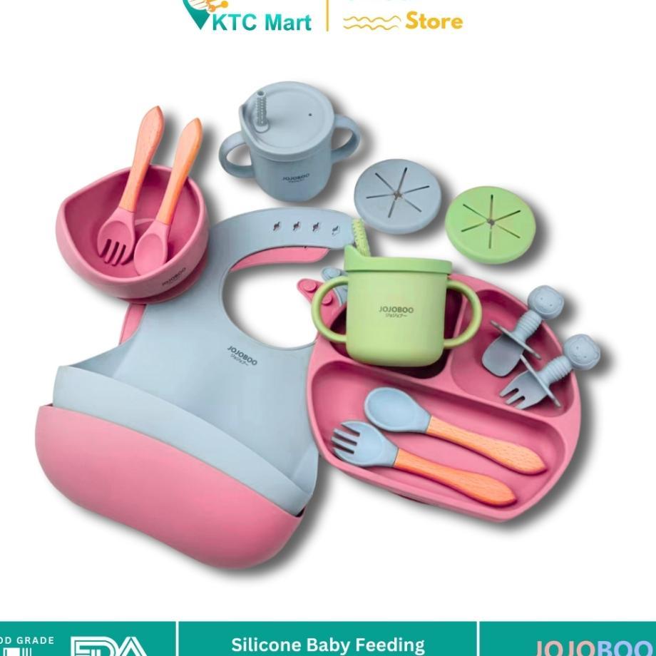 Jojoboo - 8 In 1 Peralatan Makan Bayi Set Silicon Suction Food Grade Baby Feeding Set