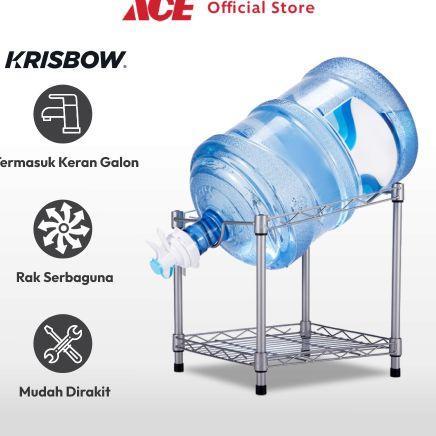 Krisbow Stora Rak Galon Single - Silver Tempat Penyimpanan Galon Air Minum Rak Dispenser Perlengkapa