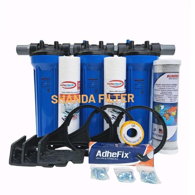 Paket Filter Air 3Tahap (SEDIMEN - SEDIMEN - CTO) Nanotec Blue 3/4" [Terbaik]