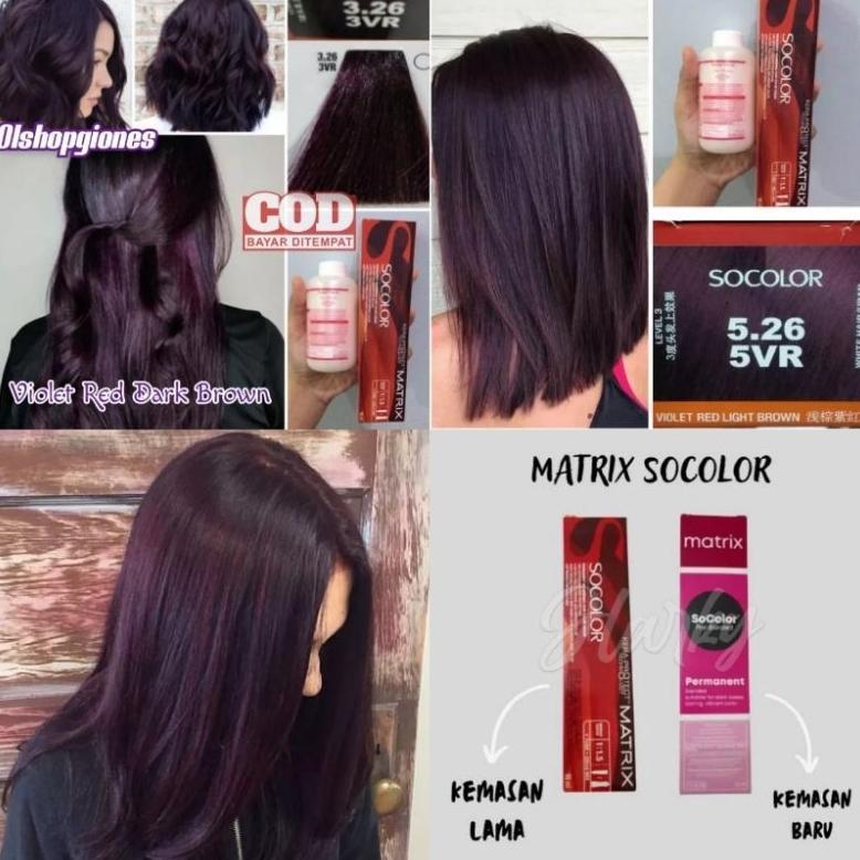 Cat Rambut Matrix Socolor 3.26 / 5.26 Violet dark Brown + Oxydant campuran ungu wonder spa keratin n