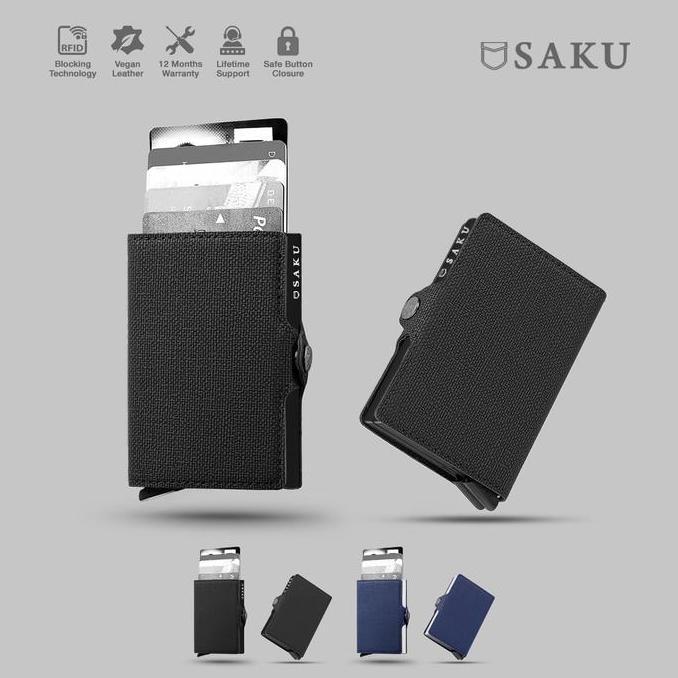 SAKU Dompet Kartu Pria Wanita Card Holder Wallet RFID Textured