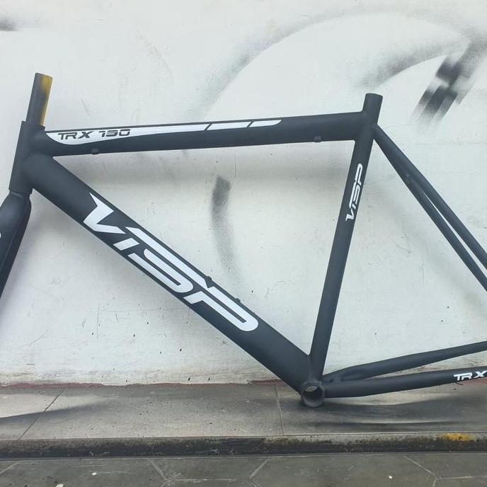 Frameset Fixie Visp Hitam Black Frame Set Steel Impor Decal Fixed Gear Rangka Sepeda 700C Black Buka