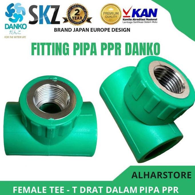 Tee Drat Dalam Female Tee Pipa PPR Danko - Fitting Instalasi Pipa PPR