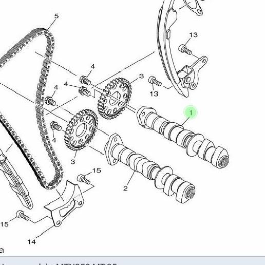 CAMSHAFT ASSY 1 NOKEN AS IN MASUK R25 R 25 MT 25 MT25 ORI 1WD-E2170-01