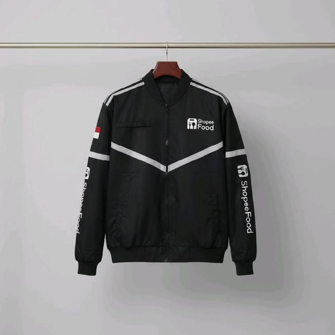 jaket hitam shofeefood/ jaket list menyala LS