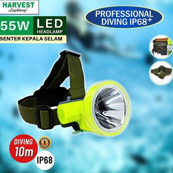 55W HEADLAMP PROFESSIONAL DIVING IP68 HARVEST LED SENTER KEPALA SELAM