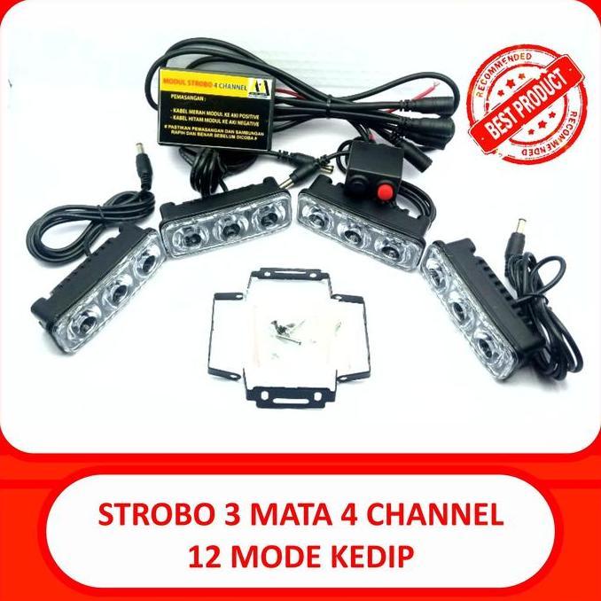 strobo 3 mata biru ion model e03 4 channel lampu 11 mode strobo