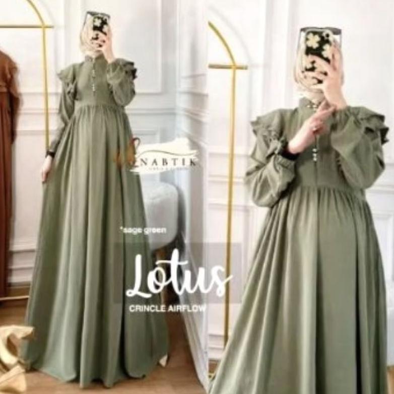 BIG SALE Gamis lotus cringkle airflow LD 115/gamis kancing ruffle Busui premium quality