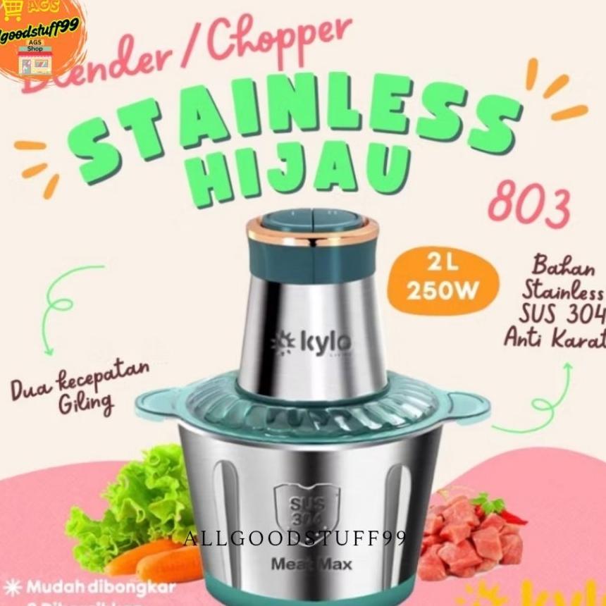 Penggiling Daging Food Grade Listrik 2 Kecepatan Kylo  Stainless Meat Grinder Blender Menghaluskan D