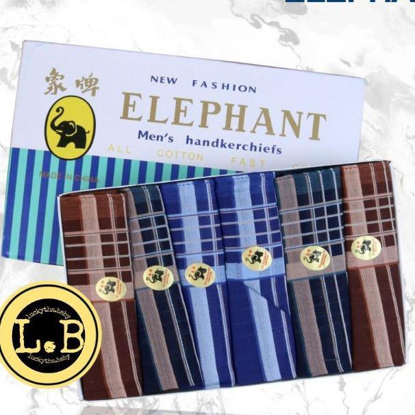 6Pcs_ Sapu Tangan Cotton Pria / Sapu Tangan Elephant,Gajah / Sapu Tangan Pria Katun