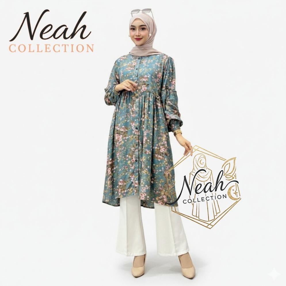 BIG PROMO TUNIK NOORA MOTIF BUNGA KEKINIAN PREMIUM FASHION MUSLIMAH ELEGAN / TUNIK JUMBO BUMIL BUSUI