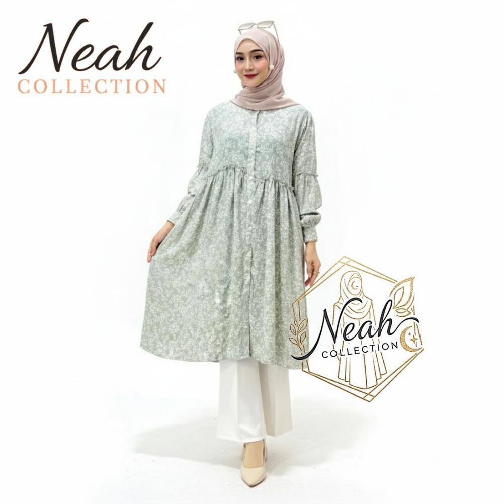 HOT PRODUCT Tunik Noora Motif Bunga Kekinian Premium Fashion Muslimah Elegan / Tunik Jumbo Bumil Bus