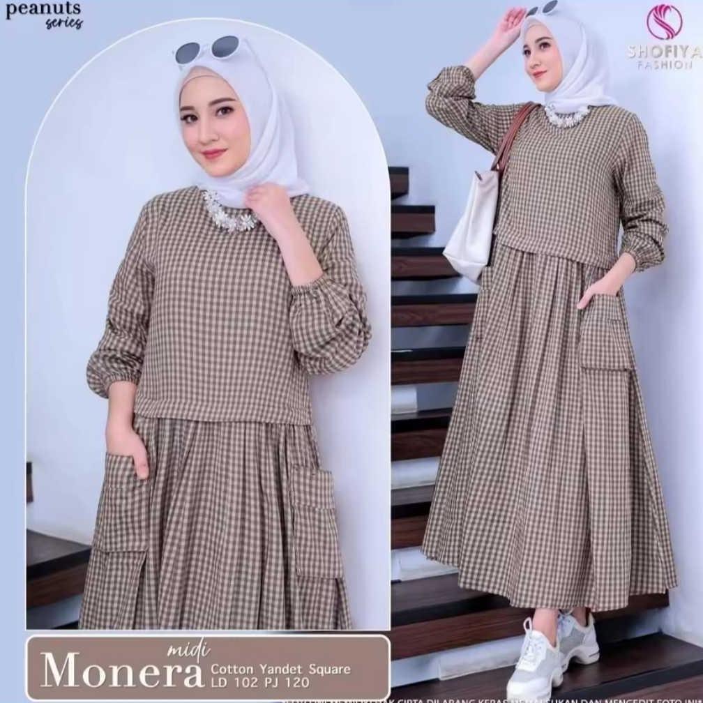 Alin Gamis Midi Motif Kotak Kecil Terbaru//Gamis Terbaru