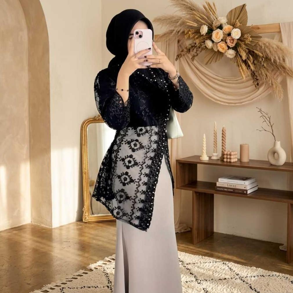 Outer Jasmine Brokat Full Payet Mutiara  / Outer Brokat Kondangan