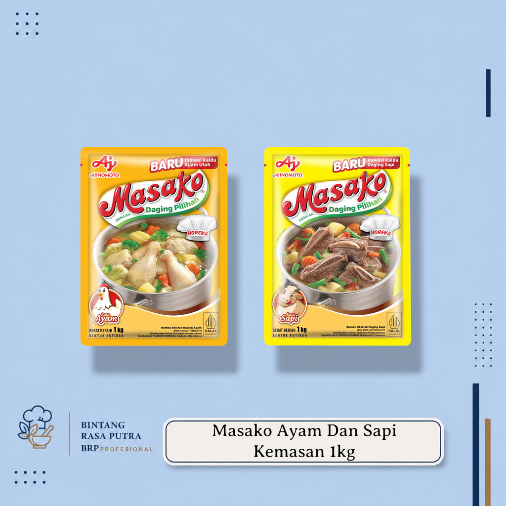 Masako Kaldu Ayam 1Kg dan Sapi 1Kg dengan Rasa Daging Ayam dan Sapi Asli Kemasan 1Kg