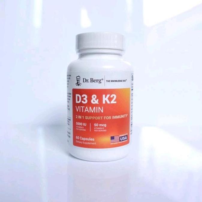 Kitman- Dr. Berg Vitamin D3 K2 10.000 Iu & 5.000 Iu 120 Kapsul, Source Of Vitamin D3 & K2, 60 Capsul