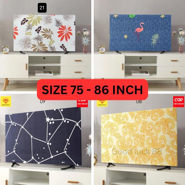 Sarung TV LED 75 Inch hingga TV 86 Inch Import Bahan Kain Elastis Untuk Pelindung Debu