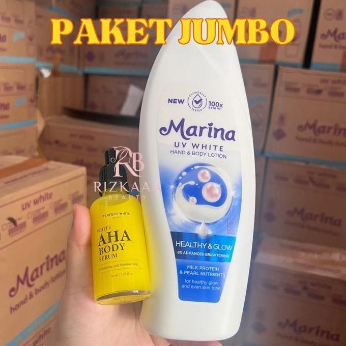 Care- [Paket Jumbo] Dapat 2 Item Aha 50Ml + Marina 460Ml Marina Uv White Hand Body Lotion 460Ml