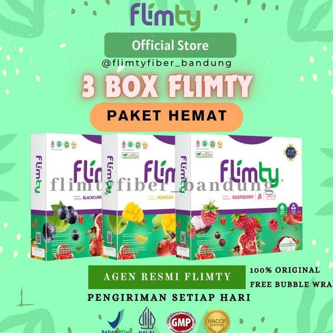 3 BOX Flimty HEMAT Fiber Herbal Detox - Pelangsing BPOM HALAL BANDUNG