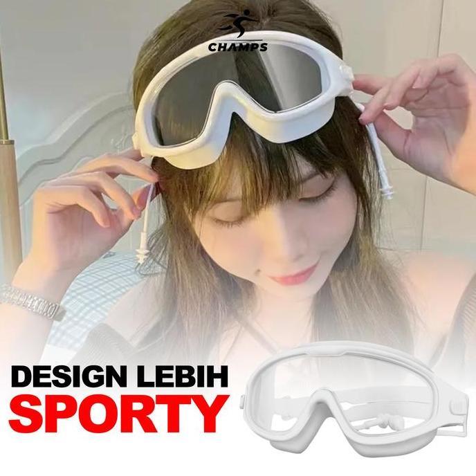 Portes- Champs Kacamata Renang Desa Anti Uv Ch-301 | Swimming Goggles Dengan Ear Plug Built-In | Ant