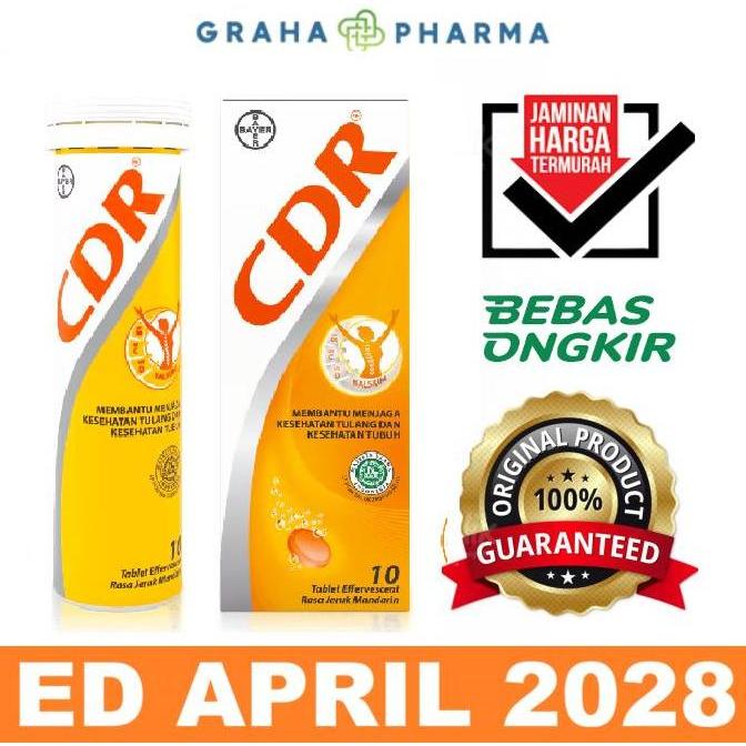 Plus- Cdr Jeruk 1 Botol 10 Tablet Effervescent Suplemen Kalsium Vitamin C D B6 Untuk Kesehatan Tulan